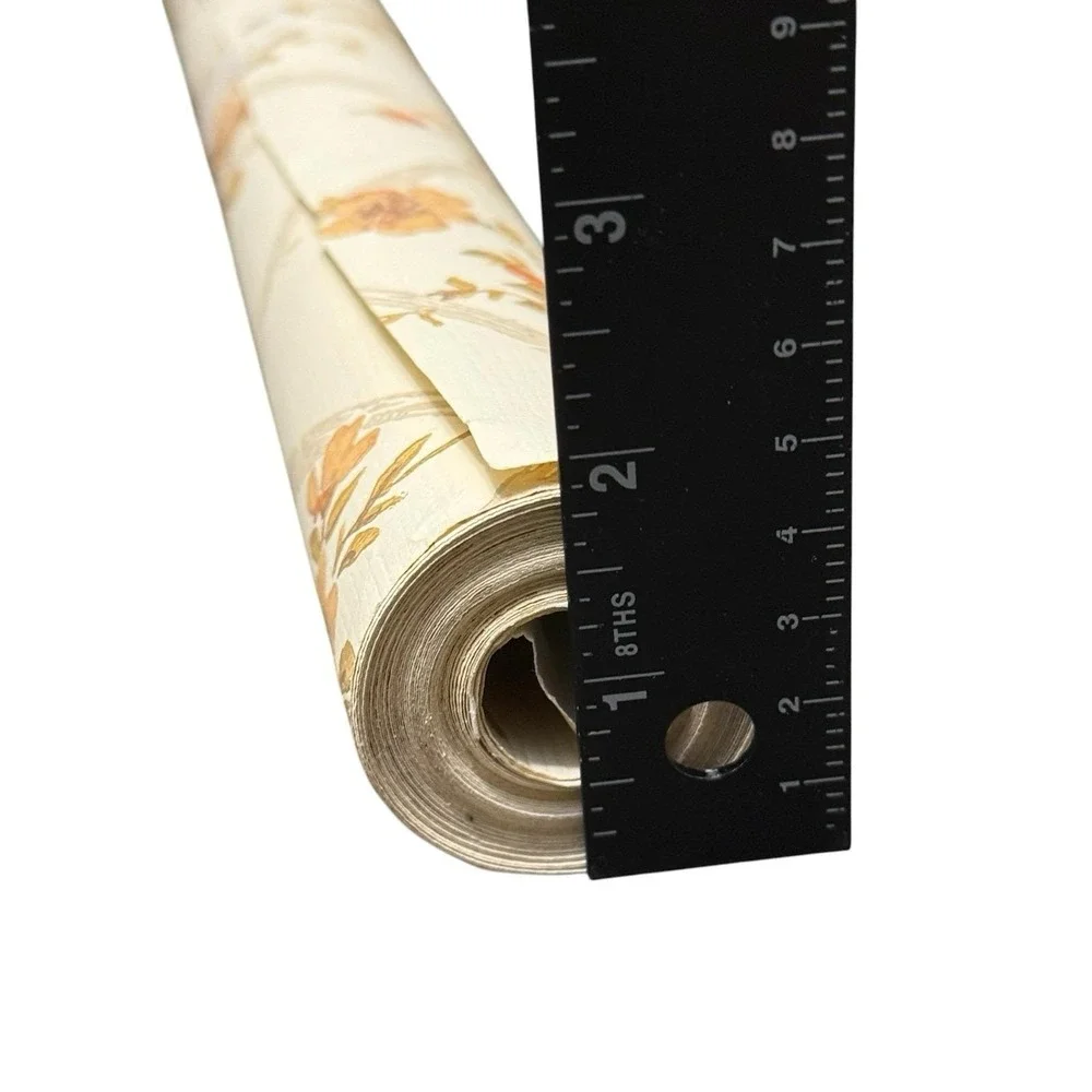 Vintage Floral Lattice Wallpaper Roll Cream Brown Cottagecore‎ 1970s Decor